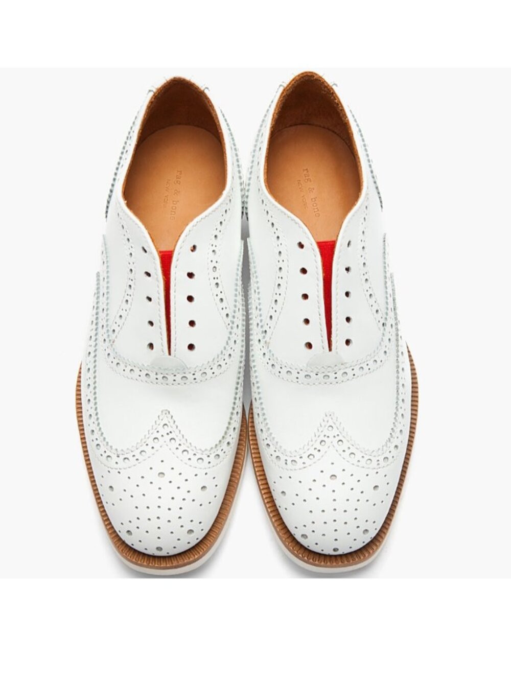 Rag & Bone Meli Brogue Off White Leather Slip-on Luxury Oxford Loafers 39.5